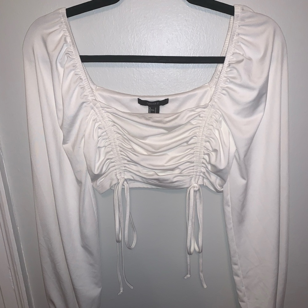 Forever 21 Drawstring Peasant Crop Top